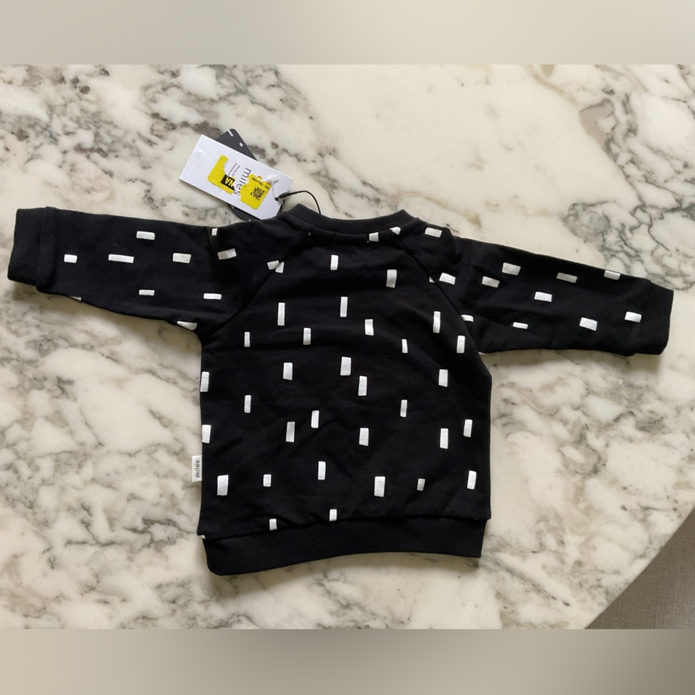 NWT Miles Basic Play Block Print on Black Crew Neck Sweater - Baby Sz 3M - Picture 3 of 6